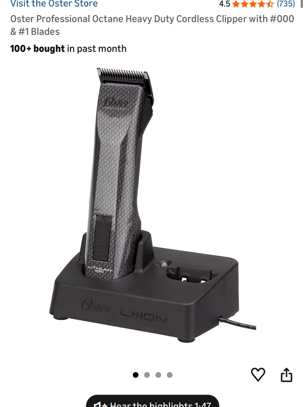 Oster lithium ion clippers
